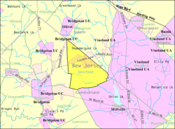 Карта Бюро переписи населения города Дирфилд, штат Нью-Джерси 