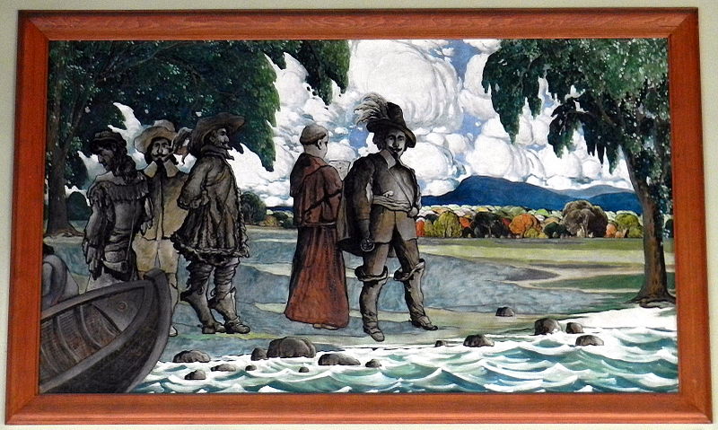 File:Champlain explore le site de Montréal en 1603 - Marc-Aurèle Fortin.JPG