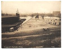 The Charlestown Bridge under construction in 1899 Charlestown Bridge 1899.jpg