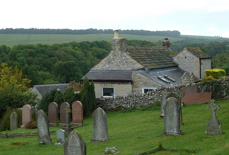 File:Churchyard and cottage overlooking Lathkill Dale - geograph.org.uk - 2612130.jpg