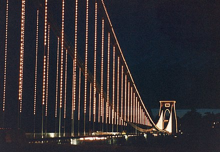 The bridge illuminated; these lights have since been replaced with LEDs