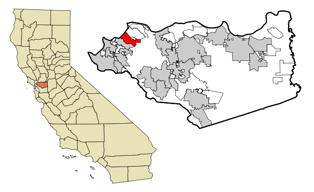 海克力斯在加州和康特拉科斯塔郡內的位置