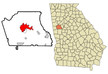 Coweta County Georgia Incorporated and Unincorporated areas Newnan Highlighted.svg