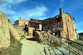 Paisaje urbano de Cuesta del Rato (Castielfabib, Valencia), detalle del antiguo acceso a la aldea (vernaculares), 2018.