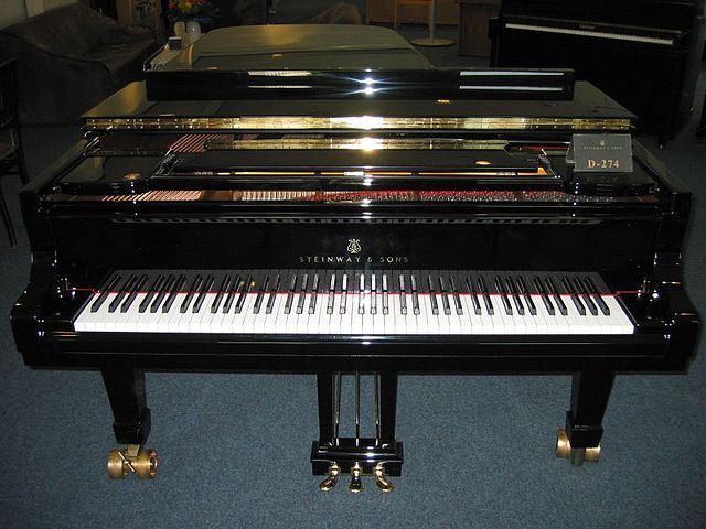 The musical keyboard of a Steinway concert grand piano