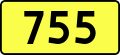 English: Sign of DW 755 with oficial font Drogowskaz and adequate dimensions.