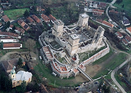 Aerial view of the ruins of the castle