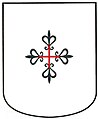 Una altra versió de l'escut de l'orde, que integra la creu de Sant Jordi d'Alfama en vermell