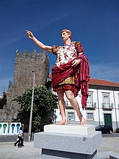 Modern painted replica of the statue in Braga, Portugal Estatua de Cesar Augusto.jpg