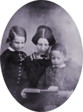 Fanny Appleton Longfellow, with sons Charles and Ernest, circa 1849 FA Longfellow and sons c1849.png