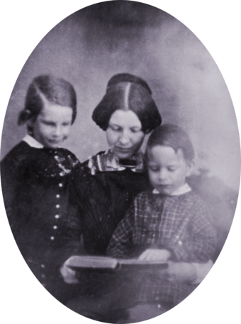 Fanny Appleton Longfellow, with sons Charles and Ernest, circa 1849