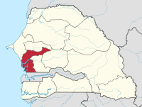 Location of the Fatick Region within Senegal. Gossas Department is the northeastern arm. Fatick in Senegal.svg