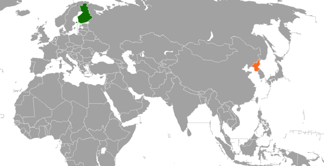 Location map for Finland and North Korea.
