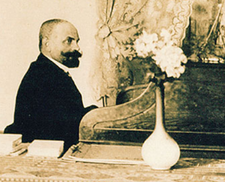 František Josef Materna ve své laboratoři (cca 1900)