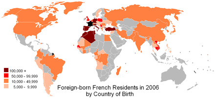 Pays d'origine de l'immigration en France (2006).