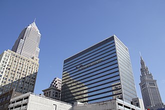Buildings in Downtown Cleveland, as seen from the intersection of West 3rd Street and St. Clair Avenue From W. 3rd and St. Clair.jpg
