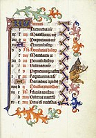 Libro d'ore di Caterina di Cleves (dettaglio): calendario dal 1 al 15 giugno.