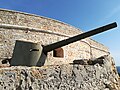 Cañón de acero de tiro rápido Munaiz-Argüelles de 15 centímetros modelo 1903. Fuerte del Desnarigado, Ceuta.