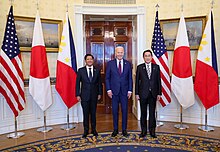 President Biden with Japanese Prime Minister Fumio Kishida and Filipino President Bongbong Marcos Fumio Kishida at the White House 20240411 02.jpg