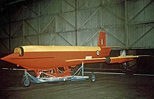 GAF Jindivik target drone after assembly by Fairey Aviation in the UK in 1961 GAF Jindivik 102B A92-212 Fairey Ringway 06.61 edited-2.jpg