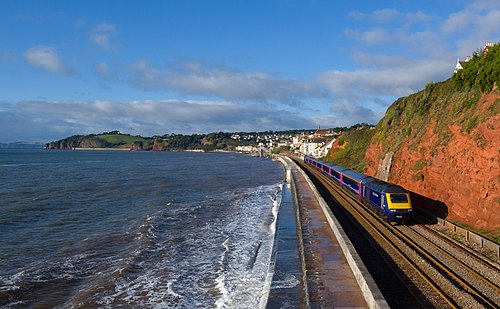 Train at Dawlish, England.