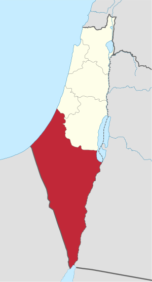 Districts of Palestine in 1945, Gaza District in red. Gaza District In Mandatory Palestine 1920-1948.svg