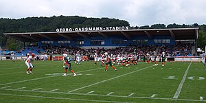 Das Stadion bei einem Spiel der Marburg Mercenaries (2009)