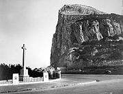 Gibraltar Cross of Sacrifice in the 1920s Gibraltar Cross of Sacrifice and Rock of Gibraltar.jpg