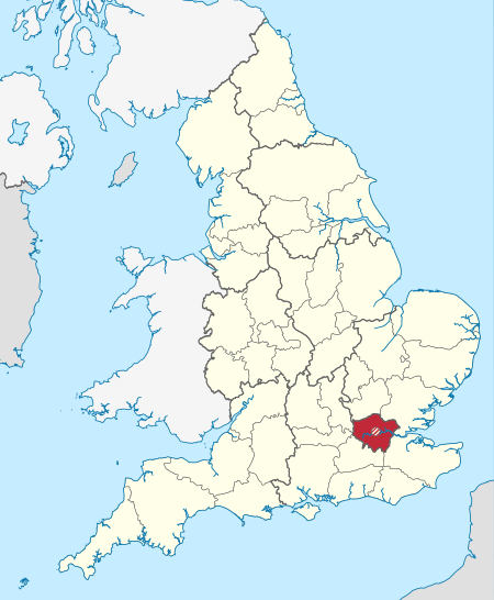 Greater London shown within England. Greater London administrative area in England.svg
