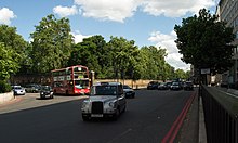 Part of the former manor of Eia, in Grosvenor Place, Belgravia; the grounds of Buckingham Palace are in the centre background. Grosvenor Place 1 2008 06 19.jpg