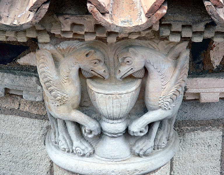 File:Gryphons, Detail of the Roman Basilica of the Notre Dame Du Port.jpg