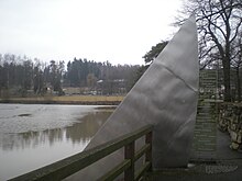 Sculpture Landschaftsmesser by Valie Export in Allentsteig, Austria.