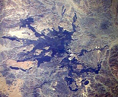 View of Harrat Lunayyir from the Space Shuttle