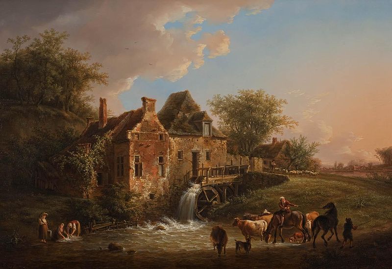 File:Henri van Assche - Landschap met waterval en boerderij.jpg