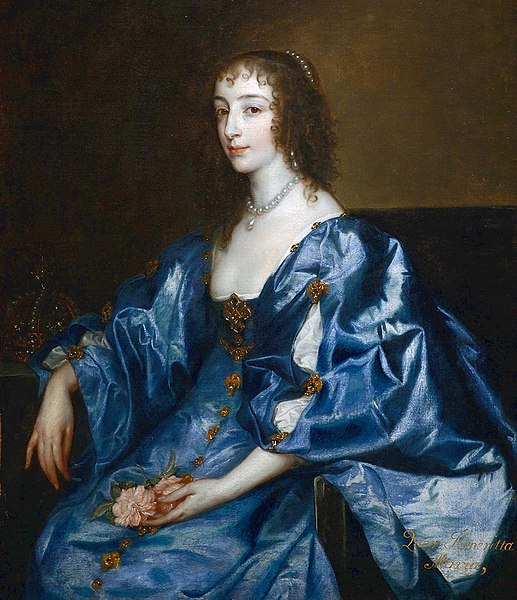 Henrietta Maria depicted in a portrait by Anthony van Dyck, c. 1636 to 1638