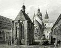 Caithir-eaglais Hildesheim ann an 1845, le ròsag Hildesheim air a chulaibh