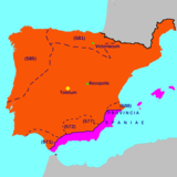 Map showing the conquests of Leovigild, c. 586