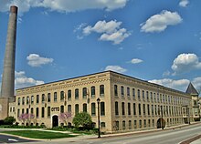 Illinois Iron and Bolt Company building on the Fox River. Illinois Iron and Bolt Company (8737719077).jpg