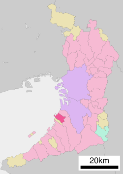 Location of Izumiōtsu in Osaka Prefecture