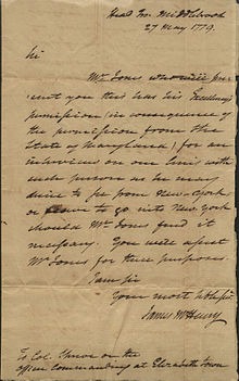 Letter from James Mchenry to Israel Shreve,1779 James Mchenry.jpg