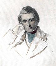 Coloured engraving of Ruskin