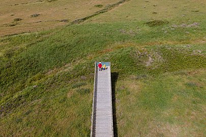 Jules and Gabriel at the Pedreira do Campo wooden footbridge, Santa Maria, Azores, Portugal