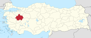 Kütahyanská provincie na mapě Turecka