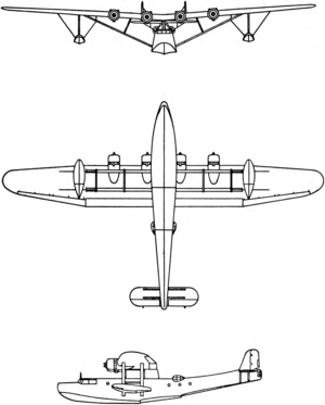 3-view drawing of the Kawanishi H6K