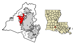 Lafayette Parish Louisiana Incorporated and Unincorporated areas Scott Highlighted.svg