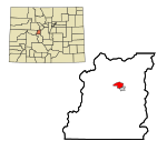 Lake County Colorado Incorporated and Unincorporated areas Leadville North Highlighted.svg