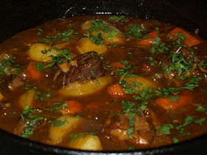 A pot of lamb curry
