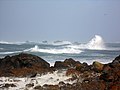 Tempête en mer d'Iroise, le 8 février 2016, vue depuis les dunes de Landunvez. Vent à 139 km/h.