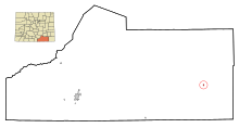 Лас-Анимас, округ Колорадо, зарегистрированные и некорпоративные территории Ким Highlighted.svg