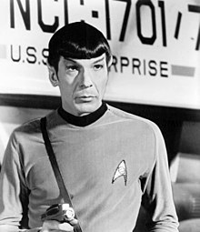 Leonard Nimoy as Spock, standing in front of the Galileo Leonard Nimoy Mr. Spock Star Trek.JPG